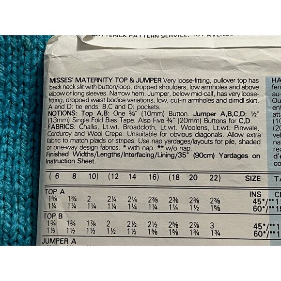 Butterick 4318 pattern maternity dress jumper top size 18 20 22 - Picture 4 of 9